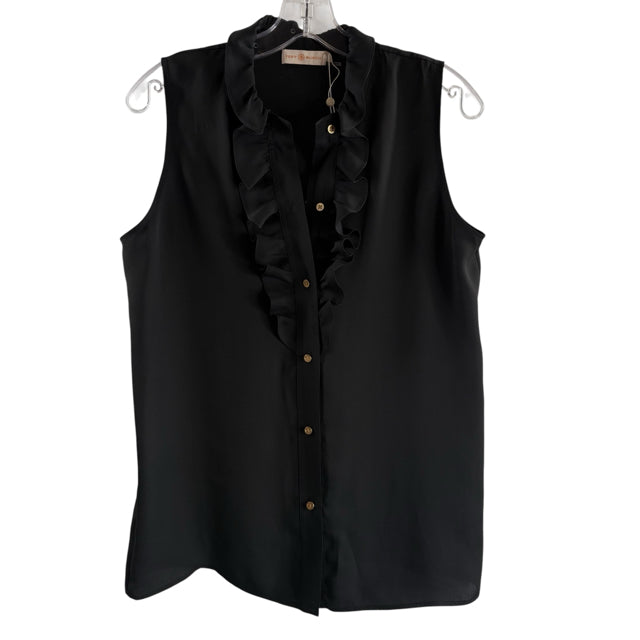TORY BURCH Size SMALL Black Sleeveless Ruffle Details NWT BLOUSE