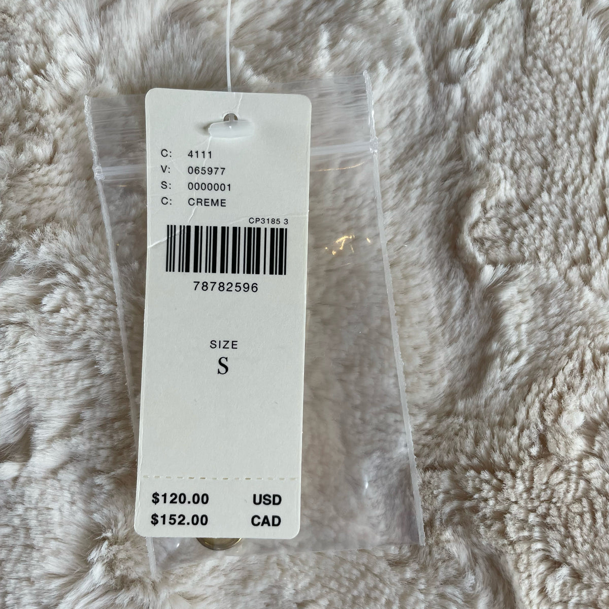 MAEVE Size SMALL Cream Short Sleeve Faux Fur NWT TOP