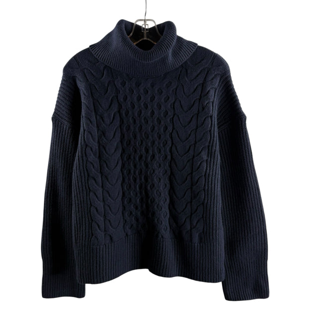 BANANA REPUBLIC Size MEDIUM Navy Cable Long Sleeve Turtle Neck SWEATER