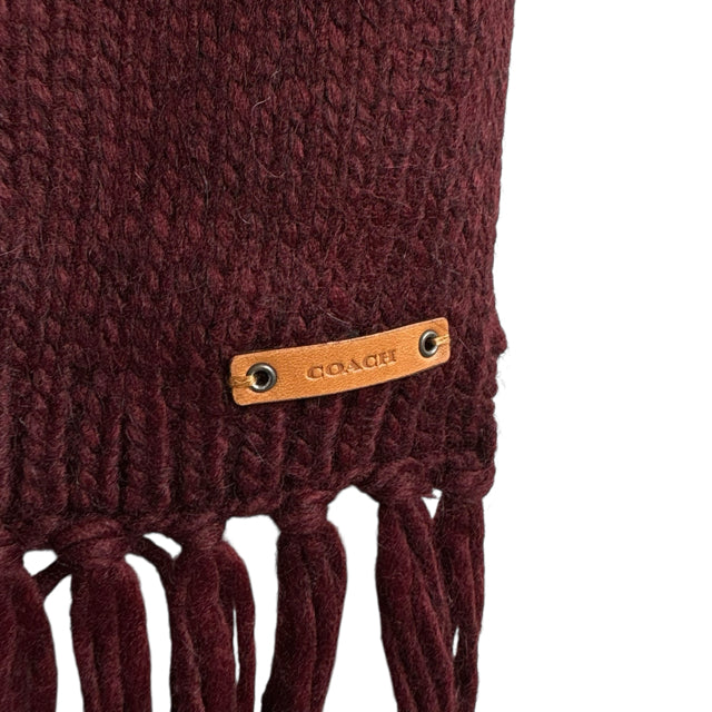 COACH Cranberry Fringed Acrylic Blend NWT WINTER SCARF