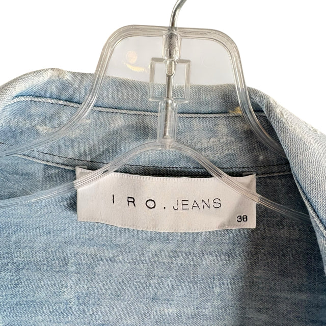 IRO Size SMALL Blue Long Sleeve Distressed BLOUSE