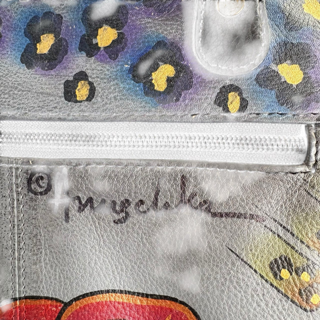 ANUSCHKA Gray/Multi Painted Leather Shoulder PURSE