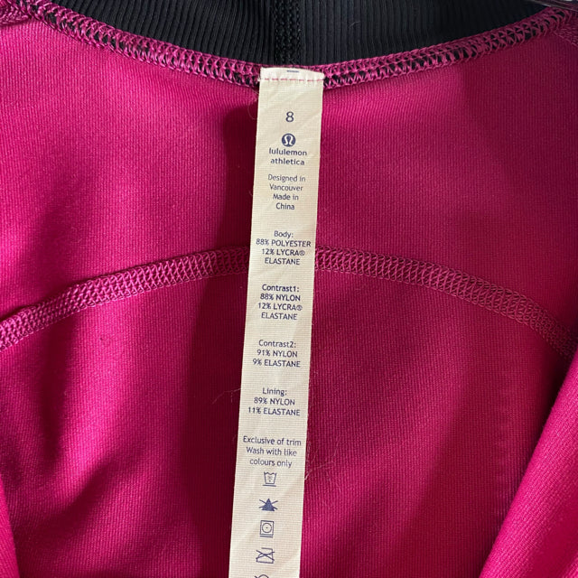 LULULEMON Size 8 Pink/Black Tie-Dye Hoodie ACTIVE TOP