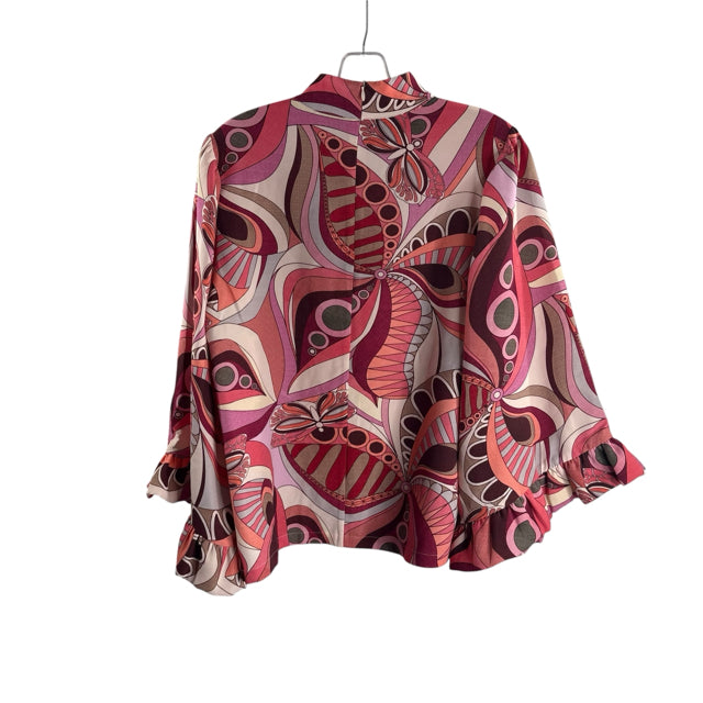 TYLER BOE Size MED Pink/Lavender Print Long Sleeve BLOUSE