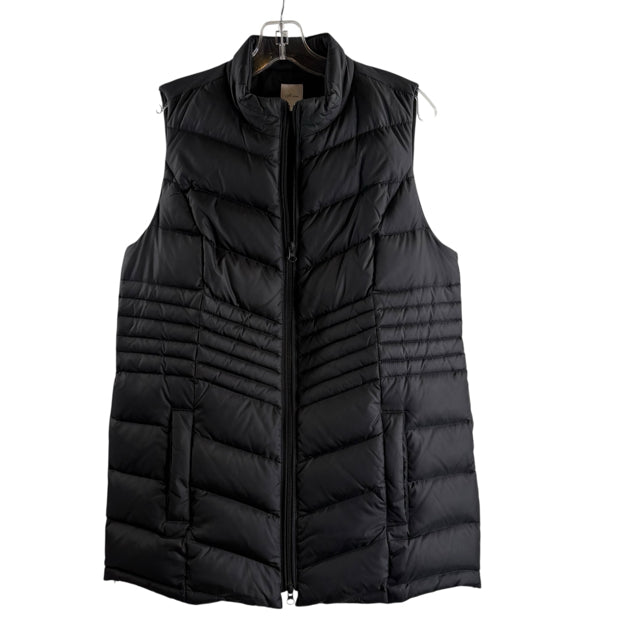 J JILL Size SMALL Black Zip-Front Nylon VEST