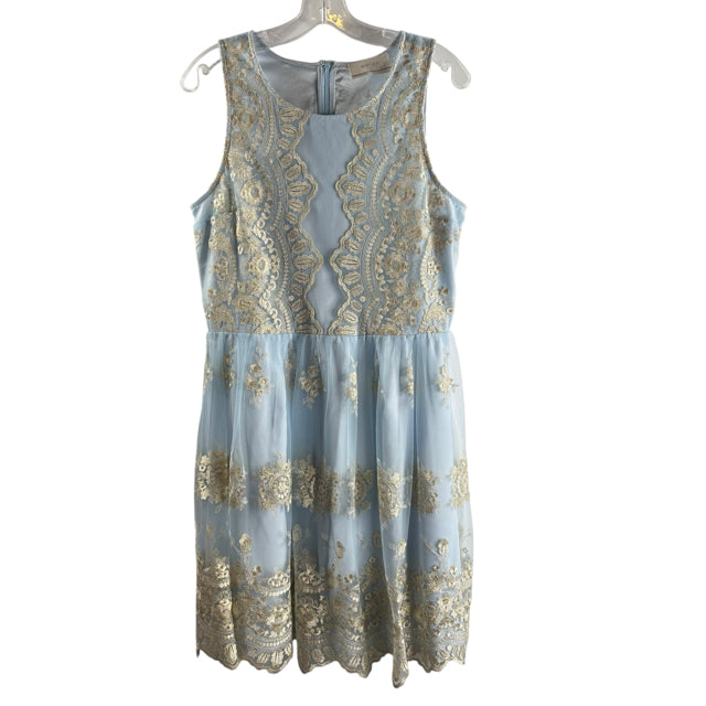 BHLDN by ANTHRO Size 10 Ice Blue Embellished Sleeveless Polyester DRESS