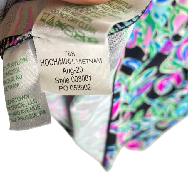 LILLY PULITZER Size SMALL Black/Multi Print Long Sleeve Nylon Blend DRESS