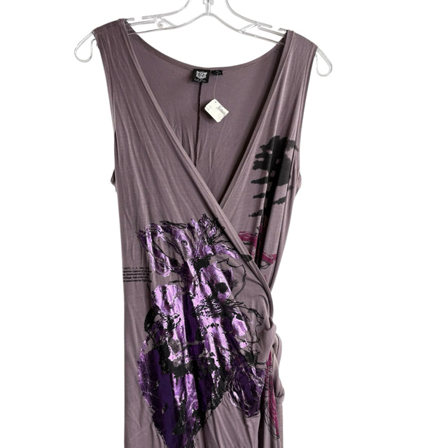 LIFE & DEATH Size LARGE Lavender/Black Sketch Sleeveless Cotton NWT DRESS
