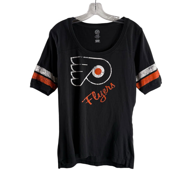 FLYERS Size X-LARGE Black/Orange Short Sleeve Tee Cotton TOP