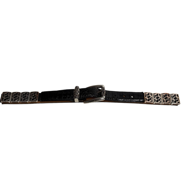 BRIGHTON Black/Silver Leather/Metal BELT