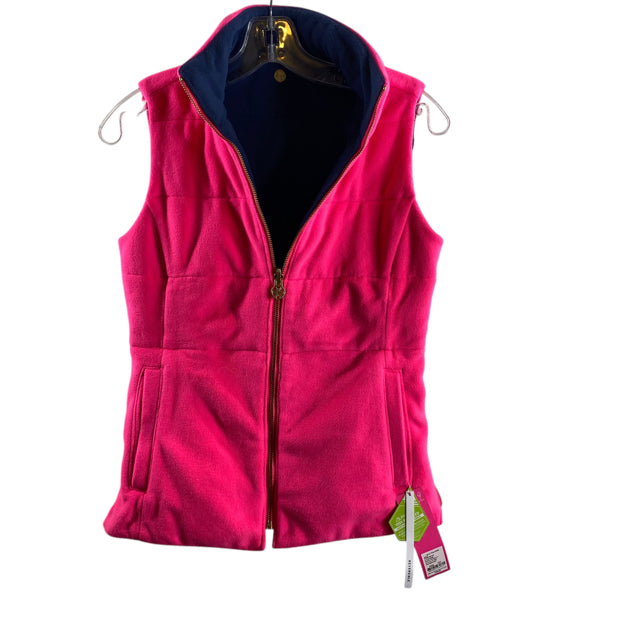 LILLY PULITZER Size XXS Navy/Pink Two Tone Zip-Front Fleece NWT VEST