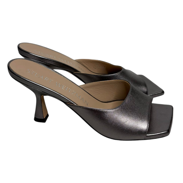 WEITZMAN Size 8 Silver Slide Metallic Leather SHOE