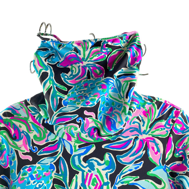 LILLY PULITZER Size SMALL Black/Multi Print Long Sleeve Nylon Blend DRESS