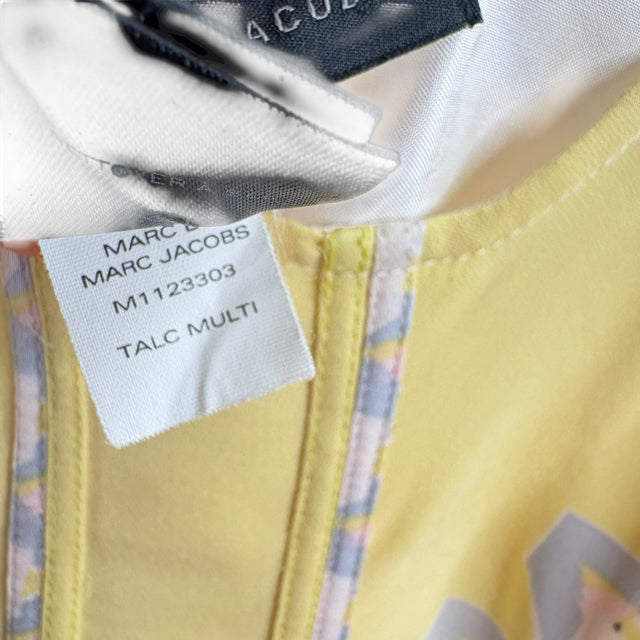 MARC JACOBS Size 6 Cream/Yellow Print Sleeveless Silk DRESS