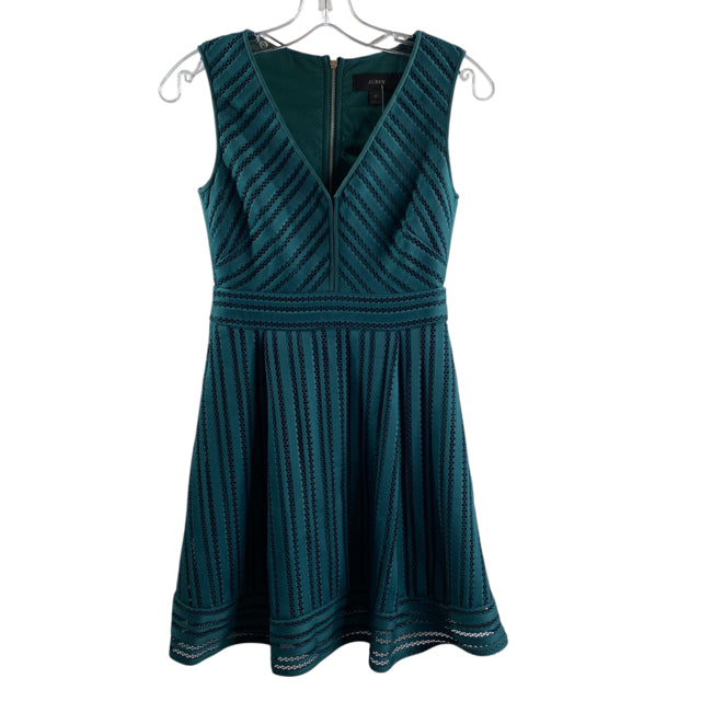 J CREW Size 0 PETITE Teal Textured Sleeveless Polyester NWT DRESS