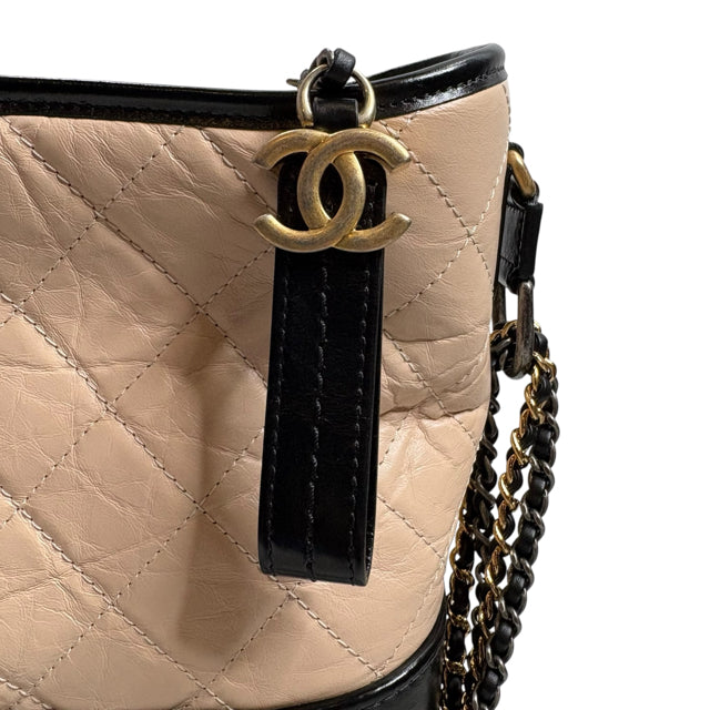 CHANEL Cream/Black Two Tone Leather Tote BOX PURSE
