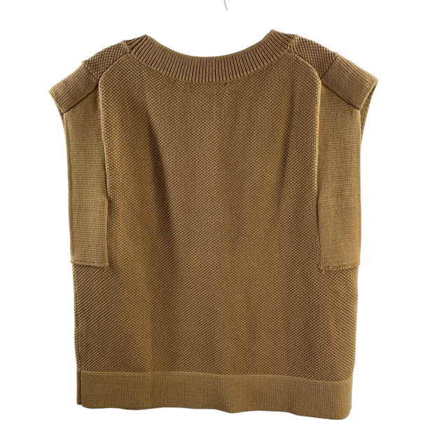 BANANA REPUBLIC Size MEDIUM Camel Sleeveless Cotton Blend SWEATER