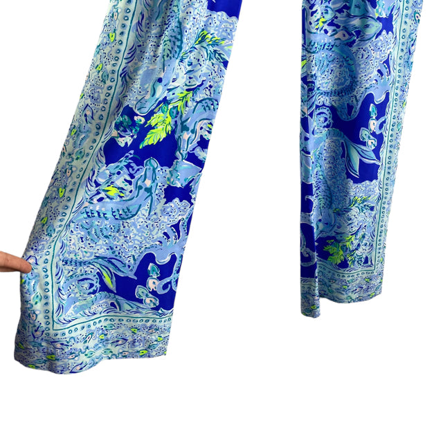 LILLY PULITZER Size XX-SMALL Blue/Aqua Print Elastic Waist Rayon PANTS