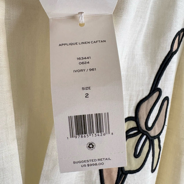 TORY BURCH Size 2 Natural Applique Long Sleeve NWT DRESS