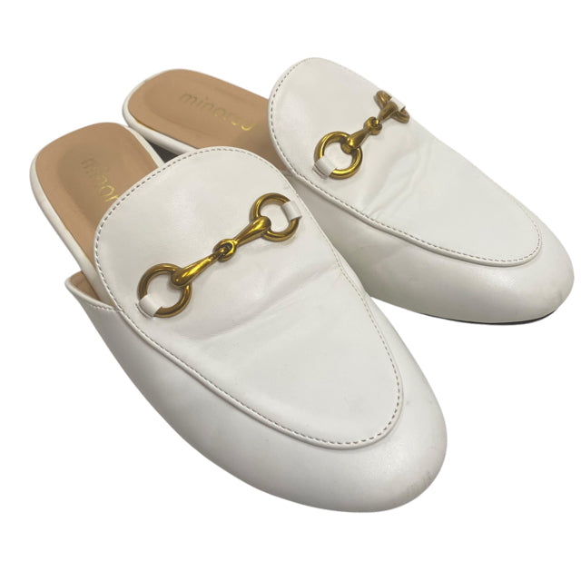 MINORSU Size 6 1/2 White Buckle Mules SHOE
