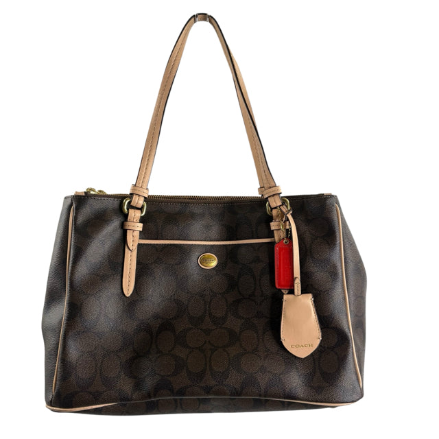 COACH Brown/Tan Monogram Coated Canvas Shoulder PURSE