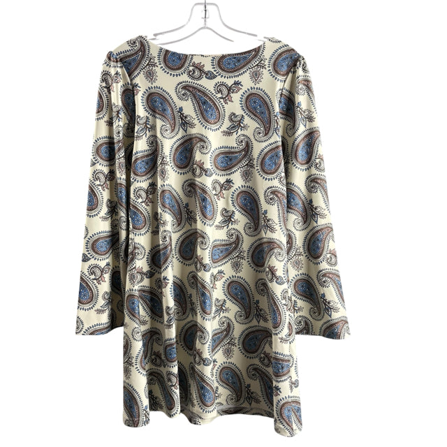 SMITH & QUINN Size MEDIUM Cream/Blue Print 3/4 Sleeve Polyester Blend NWT DRESS