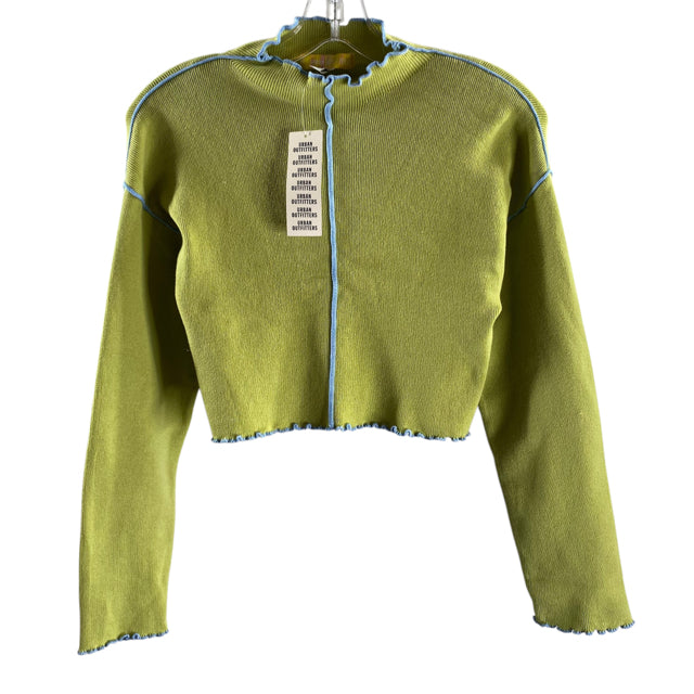 URBAN OUTFITTERS Size X-SMALL Green/Blue Piped Long Sleeve Crop NWT SWEATER