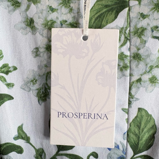 PROSPERINA Size MEDIUM Light Blue/Green Floral Sleeveless Cotton NWT DRESS