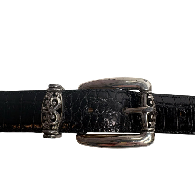 BRIGHTON Black/Silver Leather/Metal BELT