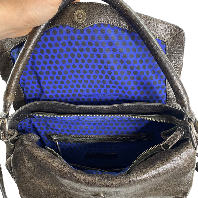 REBECCA MINKOFF Dark Brown Leather Double Handle PURSE