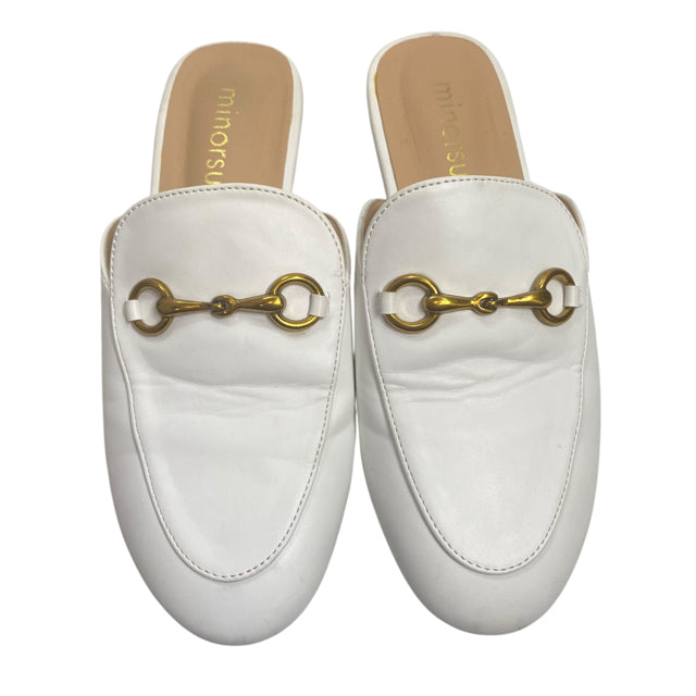 MINORSU Size 6 1/2 White Buckle Mules SHOE