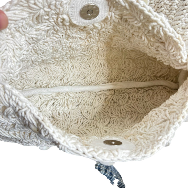 FROM INDIA TO YOU Cream Seashells Crochet Shoulder NWT PURSE