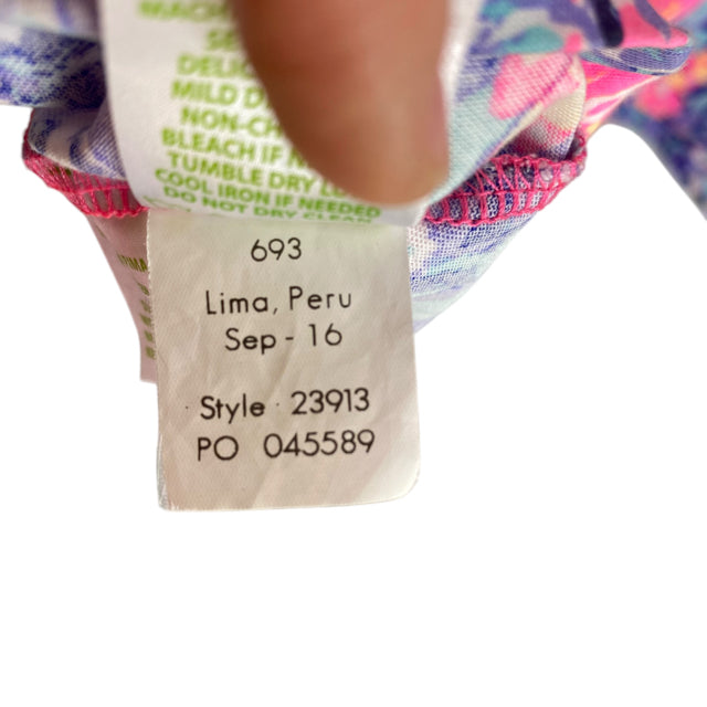 LILLY PULITZER Size X-SMALL Pink/Multi Floral 3/4 Sleeve Pima Cotton DRESS