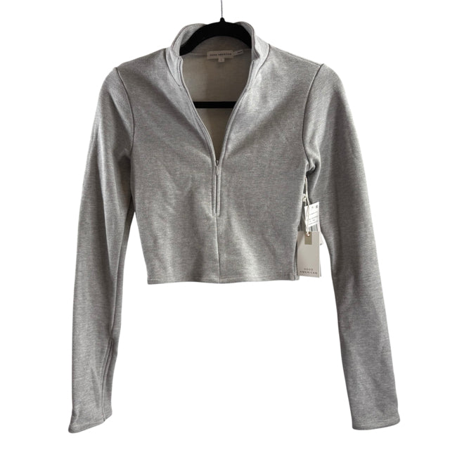 GOOD AMERICAN Size X-SMALL Heather Gray Crop Cott/Poly/Spandex ACTIVE TOP