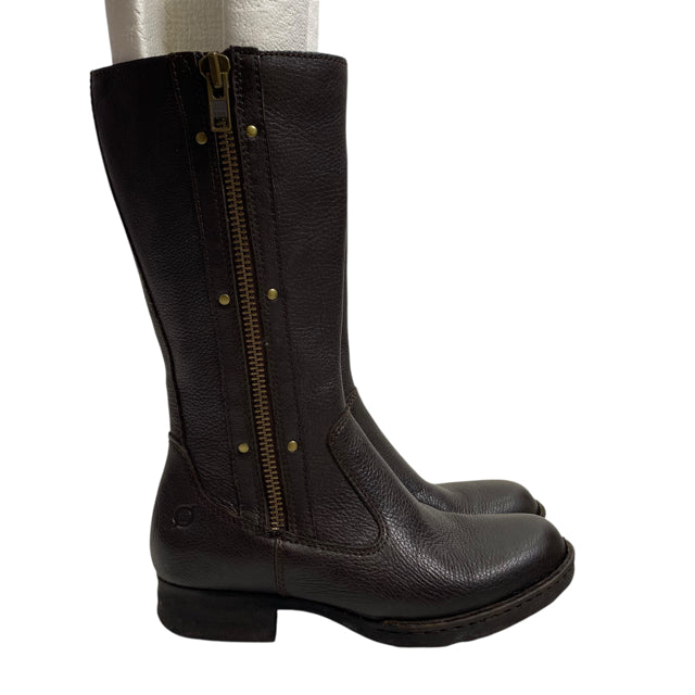 BORN Size 6 Dark Brown Mid Calf Leather BOOT