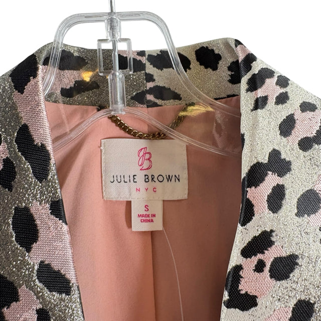 julie brown Size SMALL Gold/Black Animal Long Sleeve Polyester BLAZ / JKT