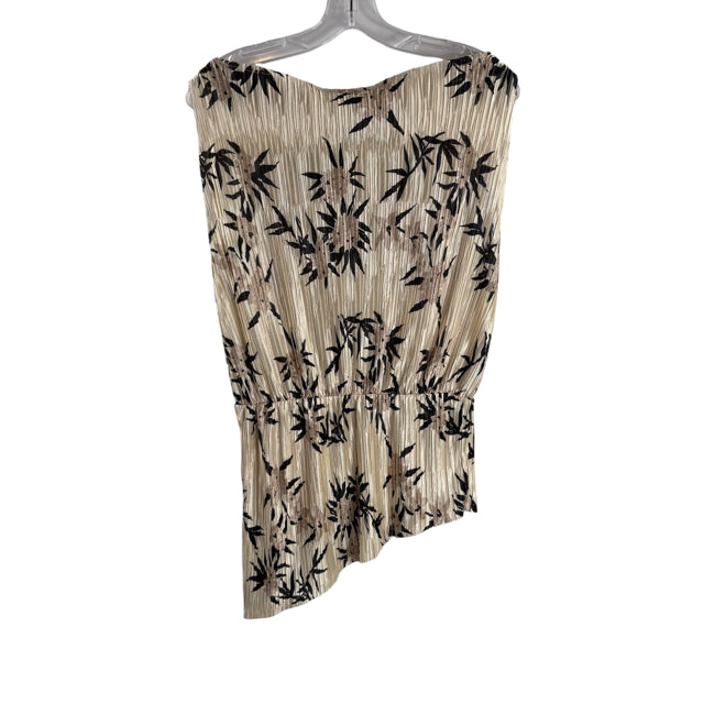 ZARA Size MED Cream/Black Print Sleeveless Mini-Pleats NWT BLOUSE