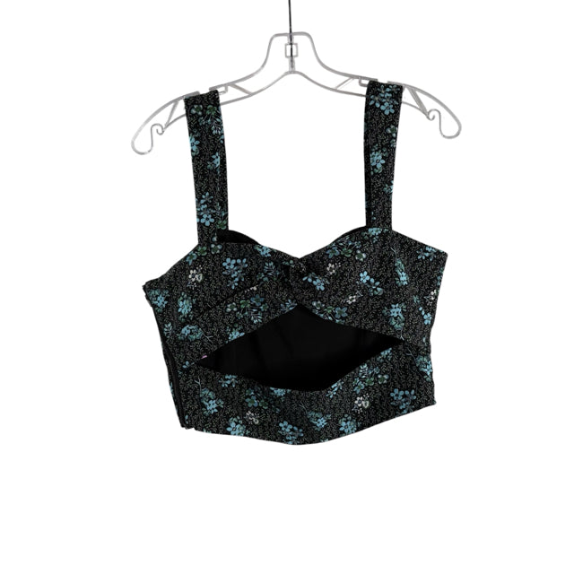 SACHIN + BABI Size MED Black/Aqua Floral Corset TOP