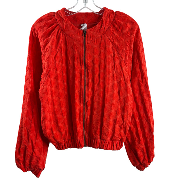 AMADI Size SMALL Orange Long Sleeve Zip-Front TOP