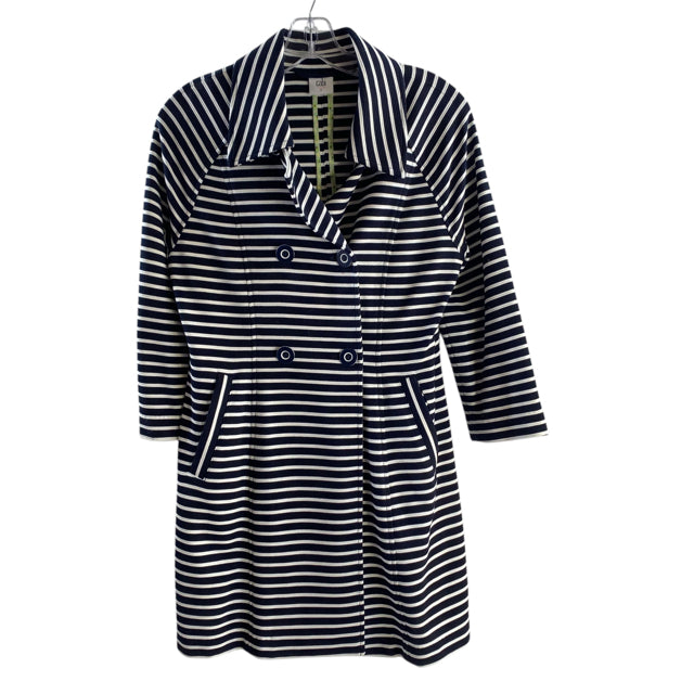 CABI Size SMALL Navy/White Stripe Polyester Blend JACKET