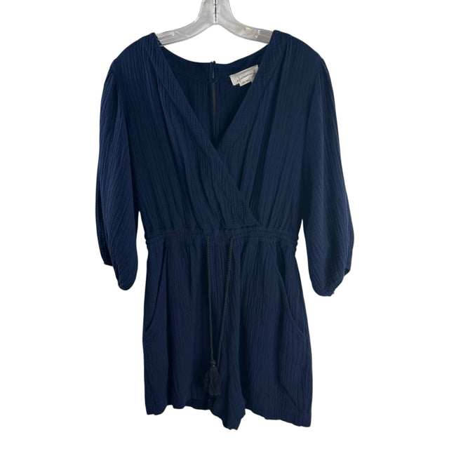 ANTHROPOLOGIE Size X-SMALL Navy Romper Cotton SHORTS