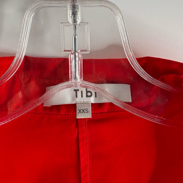 TIBI Size XX-SMALL Orange Long Sleeve Button Front Polyester BLOUSE