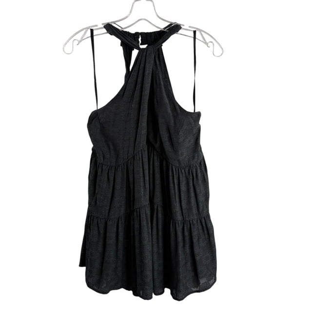 ANTHROPOLOGIE Size SMALL Black/Blue Tone-On Sleeveless Baby Doll Polyester TOP