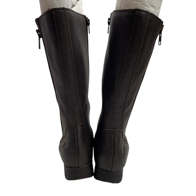 BORN Size 6 Dark Brown Mid Calf Leather BOOT