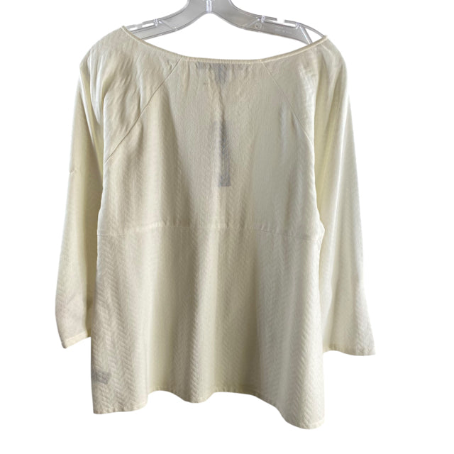 ELLEN TRACY Size 16 Cream 3/4 Sleeve Peasant Cotton NWT TOP