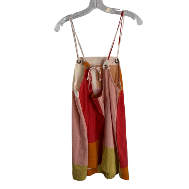 CELANDINE Size MEDIUM Red/Orange Colorblock Sleeveless Cotton NWT DRESS