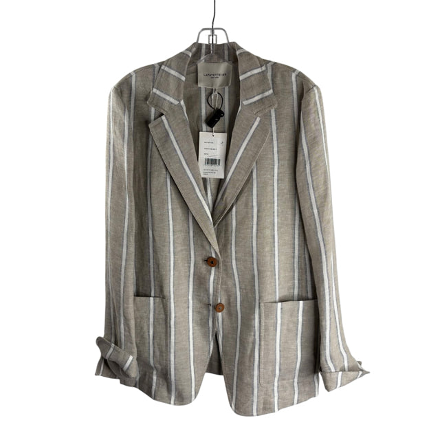 LAFAYETTE 148 Size MED Beige/Cream Stripe Long Sleeve Linen NWT PANT SUIT
