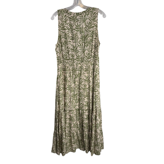 LOST & WANDER Size LARGE Cream/Green Leaf Print Sleeveless NWT DRESS
