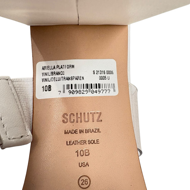 SCHUTZ Size 10 White/Clear Platform Sandal Plastic SHOE