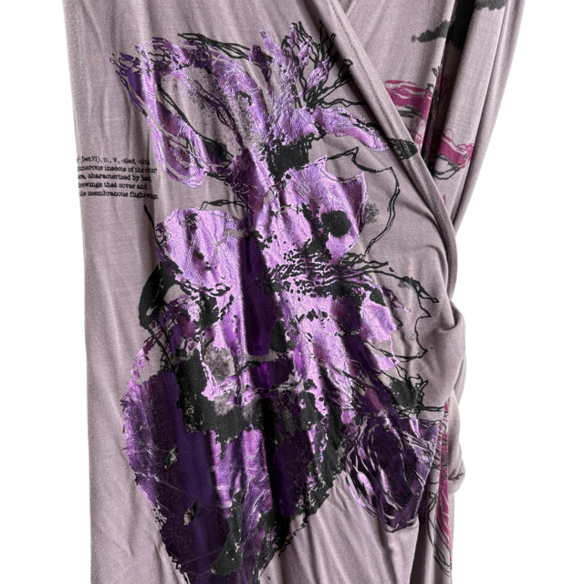 LIFE & DEATH Size LARGE Lavender/Black Sketch Sleeveless Cotton NWT DRESS